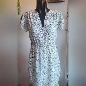 H&M cream/grey floral dress Size M